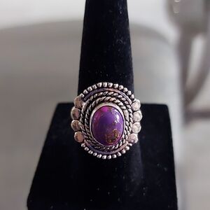 Sterling 925 Silver Ring With Purple Copper Turquoise Stone